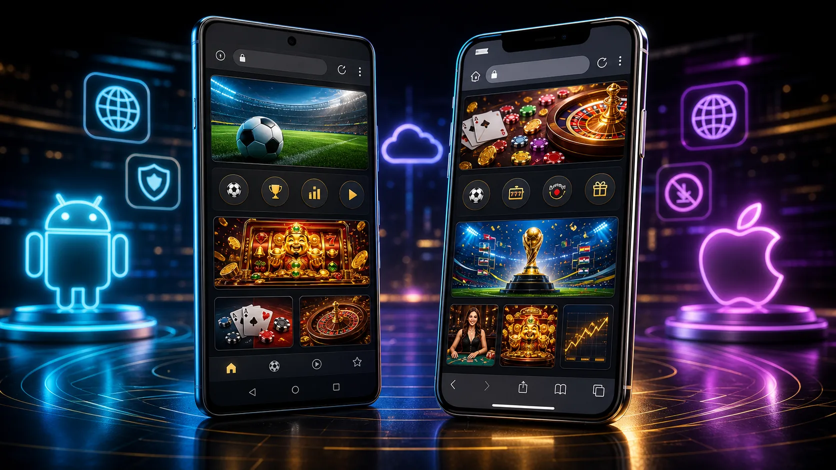 Experiência mundial compatível com Android e iOS no navegador mobile
